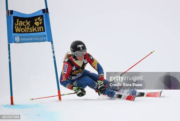 Resi Stiegler of the United States competes in the first run of the Audi FIS World Cup Ladies' Giant Slalom on March 10, 2017 in Squaw Valley,...