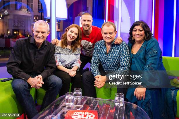 Jeremy Vine, Angela Scanlon, Paddy McGuinness, Hugh Bonneville and Gurinder Chadha. Comedian Paddy McGuinness raises money for Comic Relief by...