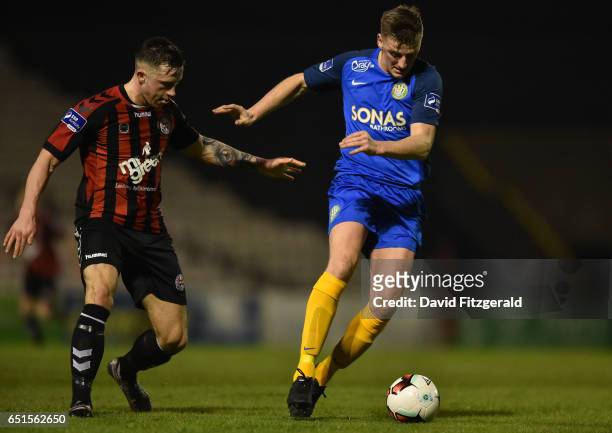 Dublin , Ireland - 10 March 2017; Anthony Flood of Bray Wanderers in action against Robert Cornwall of Bohemians during the SSE Airtricity League...