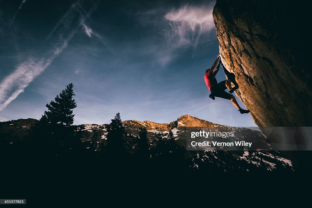 Man rock climbing