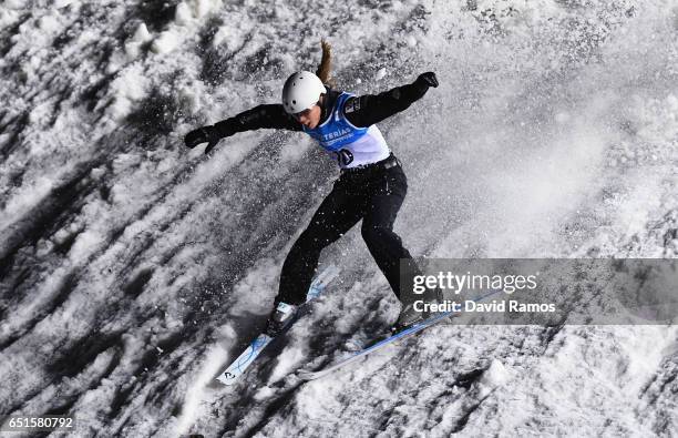 Ashley Caldwell of the United States celebrates after winning the gold medal in the Women's Aerials Final on day three of the FIS Freestyle Ski and...