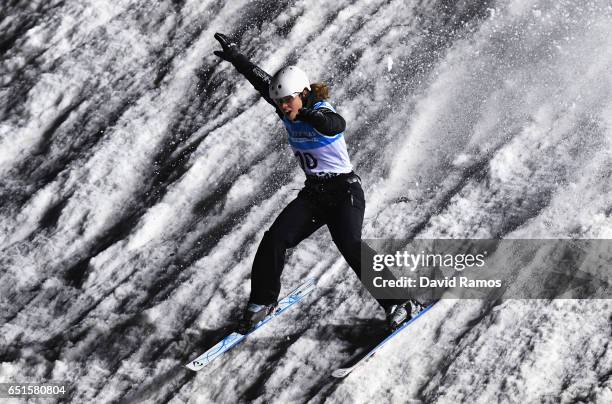 Ashley Caldwell of the United States celebrates after winning the gold medal in the Women's Aerials Final on day three of the FIS Freestyle Ski and...