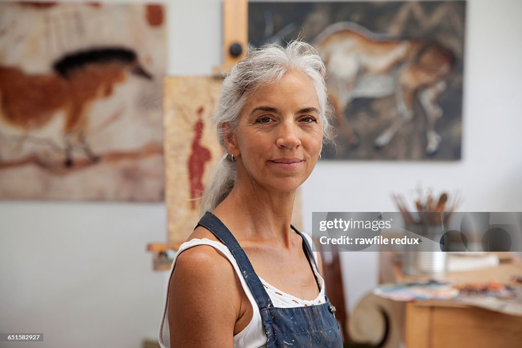 A female artist in her studio.