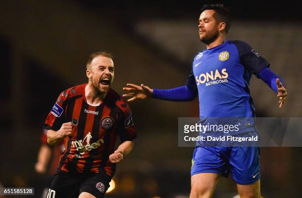 Dublin , Ireland - 10 March 2017; Keith Ward of Bohemians celebrates after scoring his side's second goal during the SSE Airtricity League Premier...