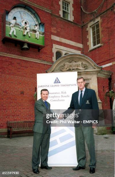 Surrey County Cricket Club's CEO Paul Sheldon and Jardine Lloyd Thompson Corporate Development Director, Duncan Howorth at the AMP Oval.