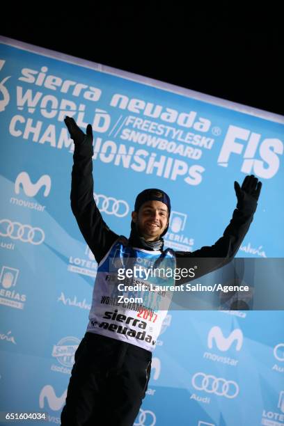 Jonathon Lillis of USA wins the gold medal during the FIS Freestyle Ski & Snowboard World Championships Aerials on March 10, 2017 in Sierra Nevada,...