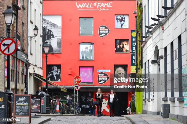 General view of the Wall Of Fame in Dublin's Tample Bar. On Friday, March 10 in Dublin, Ireland.