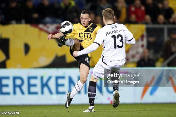 Giovanni Korte of NAC Breda, Benjamin van den Broek of Telstarduring the Jupiler League match between NAC Breda and Telstar at the Rat Verlegh...