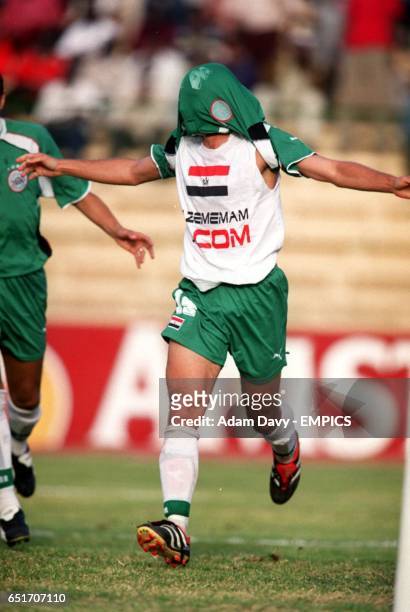Egypt's Hazem Emam celebrates scoring
