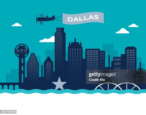 skyline von dallas  - reunion tower stock-grafiken, -clipart, -cartoons und -symbole