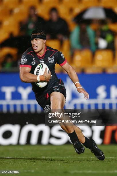 Roger Tuivasa-Sheck of the Warriors in action during the round two NRL match between the New Zealand Warriors and the Melbourne Storm at Mt Smart...