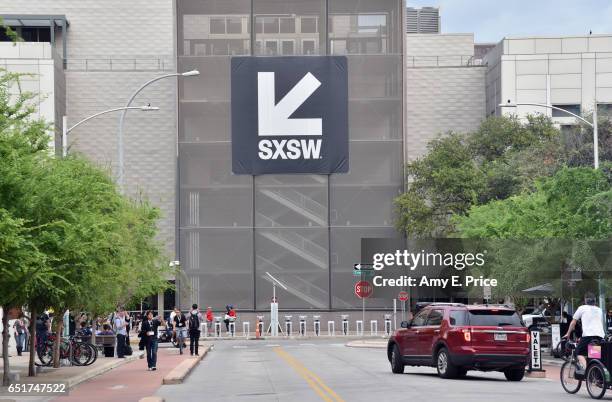 Signage is seen during the 2017 SXSW Conference and Festivals on March 10, 2017 in Austin, Texas.