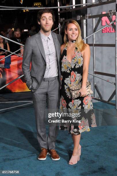 Actor Thomas Middleditch and costumer Mollie Gates arrive for the Premiere of Warner Bros. Pictures' 'Kong: Skull Island' at Dolby Theatre on March...