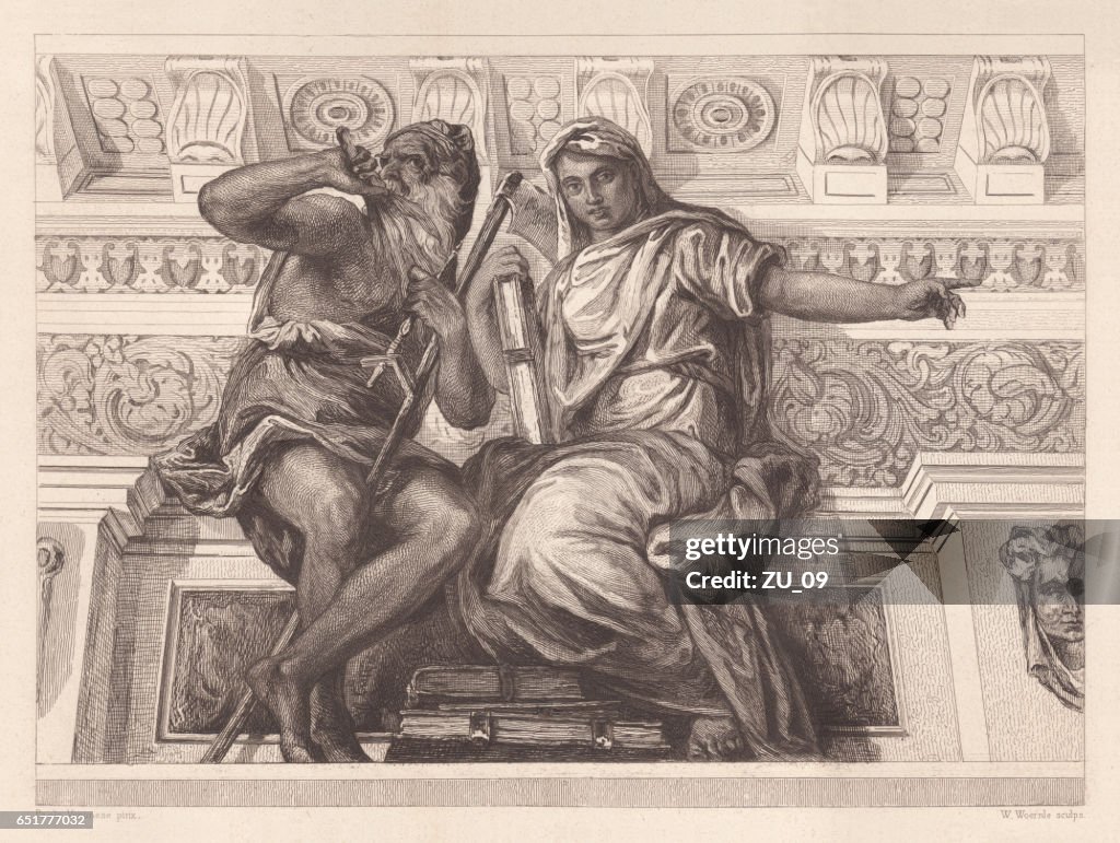 Saturn (Time) and Historia, Greek Mythology, painted by Paolo Veronese