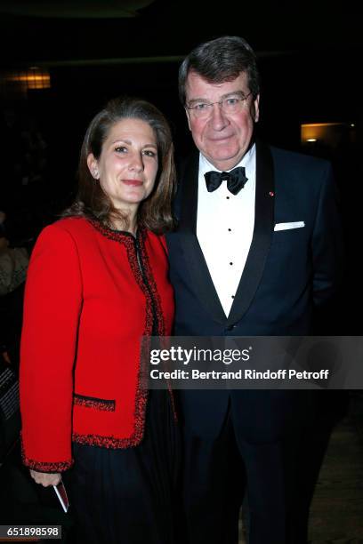 French Academician Xavier Darcos and his wife Laure attend the AROP Charity Gala, with the epresentation of "Carmen", at Opera Bastille on March 10,...