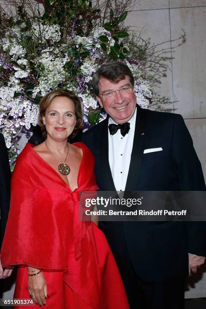 Chair of the Honorary Committee of the AROP, Isabelle Weill and French Academician Xavier Darcos attend the AROP Charity Gala, with the...