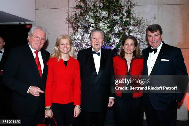 Alain Duault, his wife Catherine, Bruno Roger, Laure Darcos and her husband French Academician Xavier Darcos attend the AROP Charity Gala, with the...