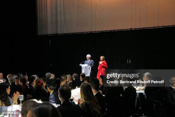 Director of Opera de Paris Stephane Lissner and Chair of the Honorary Committee of the AROP, Isabelle Weill present the AROP Charity Gala, with the...