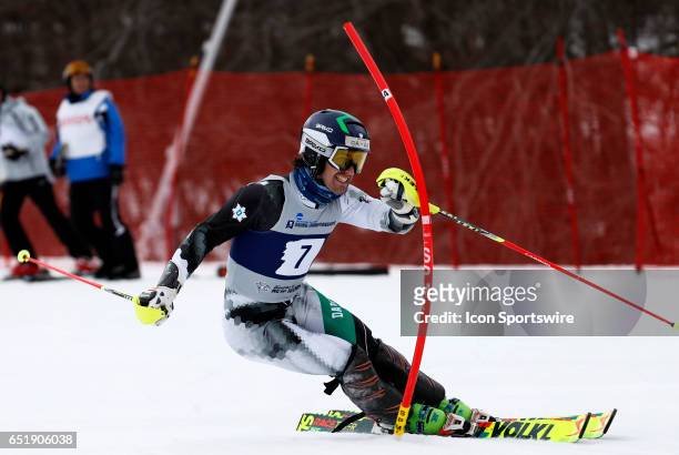 The 4th place finish by Dartmouth College's Thomas Woolson garnered All American First Team honors during the NCAA Men's Slalom Skiing Championship...