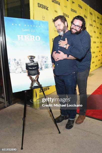 Actor Nick Offerman and Writer/Director Brett Haley attend the premiere of "The Hero" during 2017 SXSW Conference and Festivals at the ZACH Theatre...
