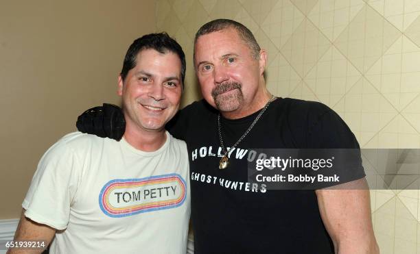 Adam Green and Kane Hodder attends the 2017 Monster Mania Con at NJ Crowne Plaza Hotel on March 10, 2017 in Cherry Hill, New Jersey.