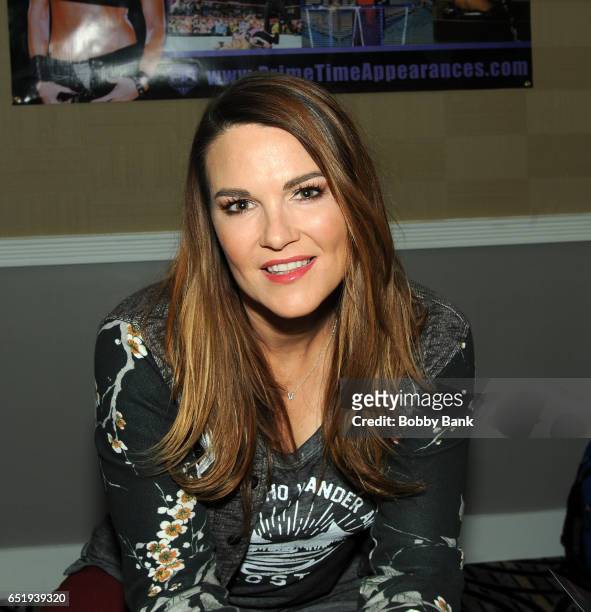 Amy Dumas attends the 2017 Monster Mania Con at NJ Crowne Plaza Hotel on March 10, 2017 in Cherry Hill, New Jersey.