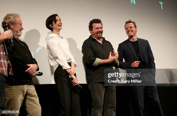 Ridley Scott, Katherine Waterston, Danny McBride and Michael Fassbender attend a screening of the 1979 film Alien with previews of the new Alien...