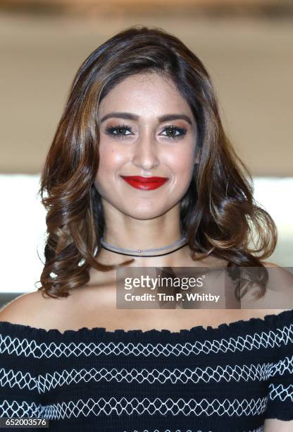 Bollywood Star Ileana D'Cruz attends a photocall for the Bollywood comedy 'Mubarakan' on March 11, 2017 at the Sheraton Park Lane Hotel in London,...
