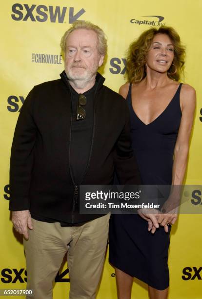 Director Ridley Scott and wife attend the Film Premiere of "Alien" at The Paramout Theater on March 10, 2017 in Austin, Texas.