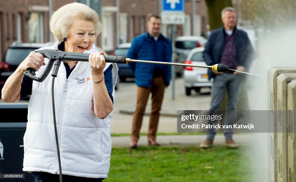 Princess Beatrix Of The Netherlands Volunteer For NL Doet In IJsselstein