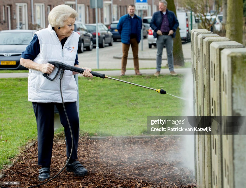 Princess Beatrix Of The Netherlands Volunteer For NL Doet In IJsselstein