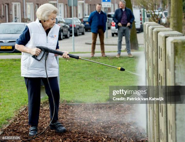Princess Beatrix of The Netherlands volunteers for NL Doet in the the kindergarden on March 11, 207 in IJsstelsteijn, The Netherlands. NL Doet is a...