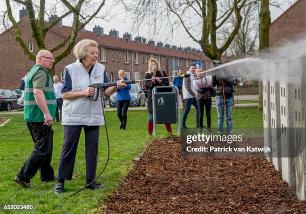 Princess Beatrix of The Netherlands volunteers for NL Doet in the the kindergarden on March 11, 207 in IJsstelsteijn, The Netherlands. NL Doet is a...