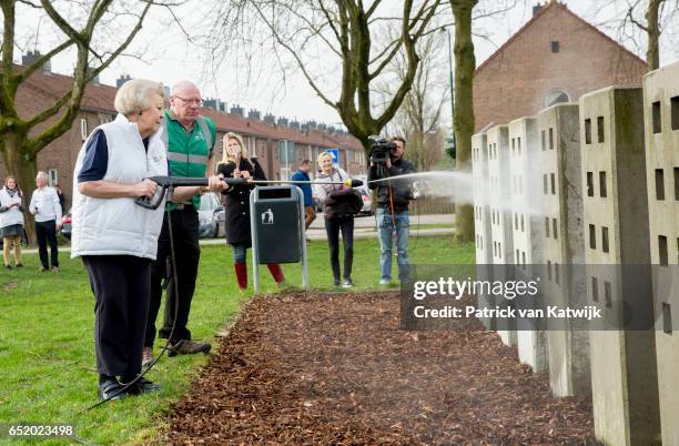 Princess Beatrix of The Netherlands volunteers for NL Doet in the the kindergarden on March 11, 207 in IJsstelsteijn, The Netherlands. NL Doet is a...