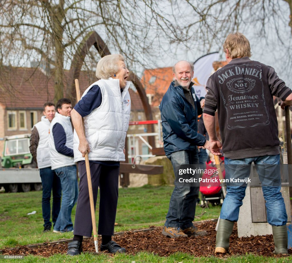 Princess Beatrix Of The Netherlands Volunteer For NL Doet In IJsselstein