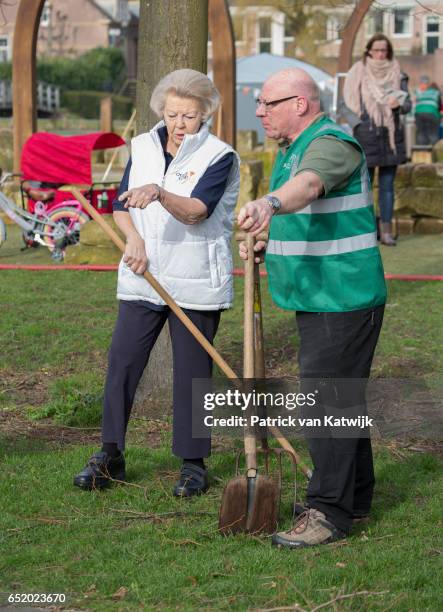 Princess Beatrix of The Netherlands volunteers for NL Doet in the the kindergarden on March 11, 207 in IJsstelsteijn, The Netherlands. NL Doet is a...