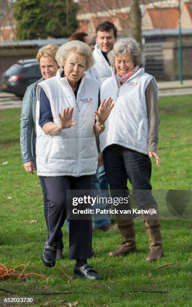 Princess Beatrix of The Netherlands volunteers for NL Doet in the the kindergarden on March 11, 207 in IJsstelsteijn, The Netherlands. NL Doet is a...