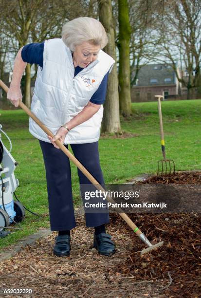 Princess Beatrix of The Netherlands volunteers for NL Doet in the the kindergarden on March 11, 207 in IJsstelsteijn, The Netherlands. NL Doet is a...