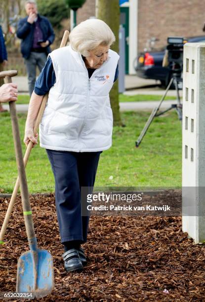 Princess Beatrix of The Netherlands volunteers for NL Doet in the the kindergarden on March 11, 207 in IJsstelsteijn, The Netherlands. NL Doet is a...