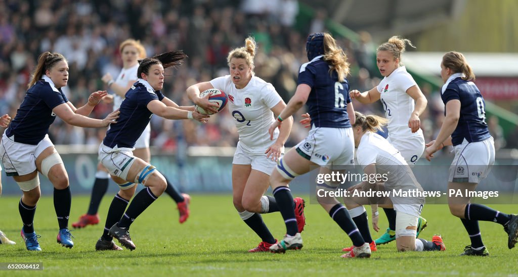 England Women's Amber Reed breaks through the defence during the RBS ...