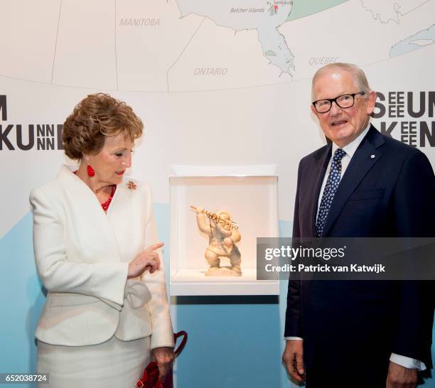 Princess Margriet of the Netherlands and her husband Pieter van Vollenhoven attend the opening of the exhibition of Canadian Inuit Art in the...