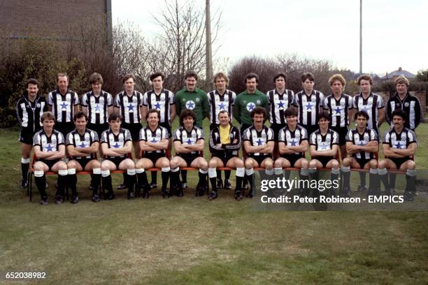 Newcastle United squad 1983-84: physio Ian Liversedge, Mick Martin, Neil McDonald, Peter Haddock, Wes Saunders, Kevin Carr, Jeff Clarke, Martin...