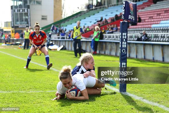 Kay Wilson Rugby Kay Wilson of England scores a try during the Women's Six nations ...