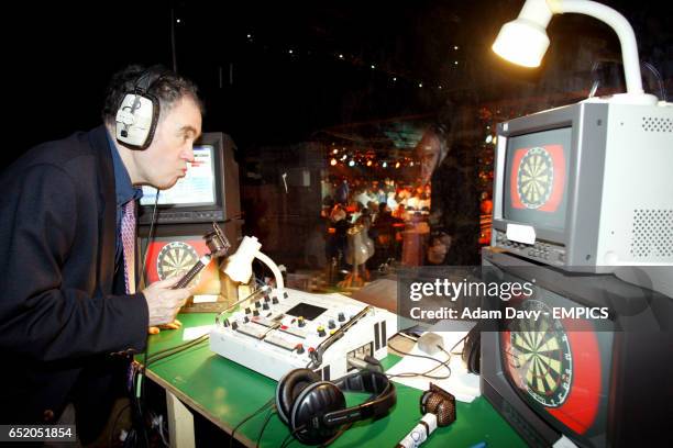 Sky Sports commentator Sid Waddell in the commentary position