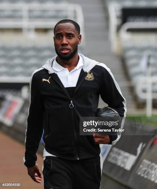 Vurnon Anita of Newcastle United arrives prior to kick off of the Sky Bet Championship Match between Newcastle United and Fulham at St.James' Park on...