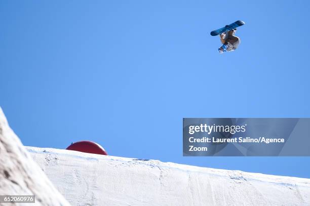 Seppe Smits of Belgium wins the gold medal during the FIS Freestyle Ski & Snowboard World Championships Slopestyle on March 11, 2017 in Sierra...