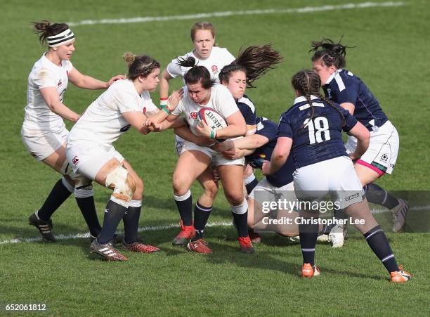 Marlie Packer of England during the Womens RBS Six Nations match between England Red Roses and Scotland Women at Twickenham Stoop on March 11, 2017...