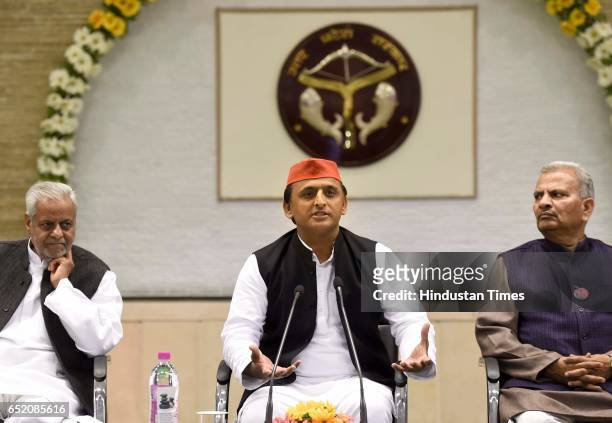 Outgoing Chief Minister Akhilesh Yadav during a press conference on assembly results said he will only accept responsibility for the Samajwadi...