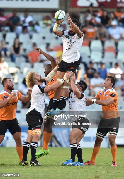 Liaki Moli of the Sunwolves during the Super Rugby match between Toyota Cheetahs and Sunwolves at Toyota Stadium on March 11, 2017 in Bloemfontein,...