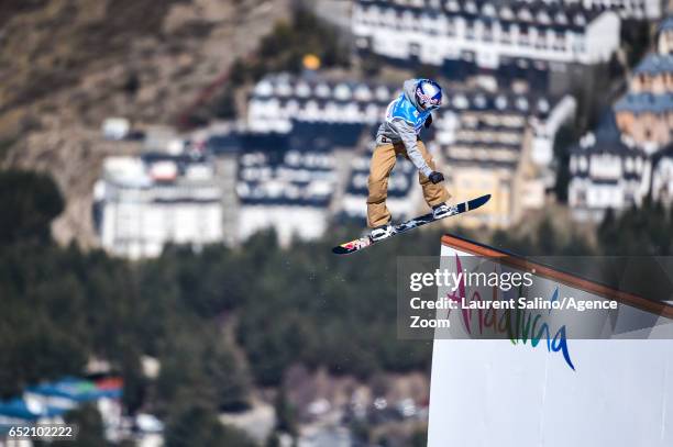 Seppe Smits of Belgium wins the gold medal during the FIS Freestyle Ski & Snowboard World Championships Slopestyle on March 11, 2017 in Sierra...